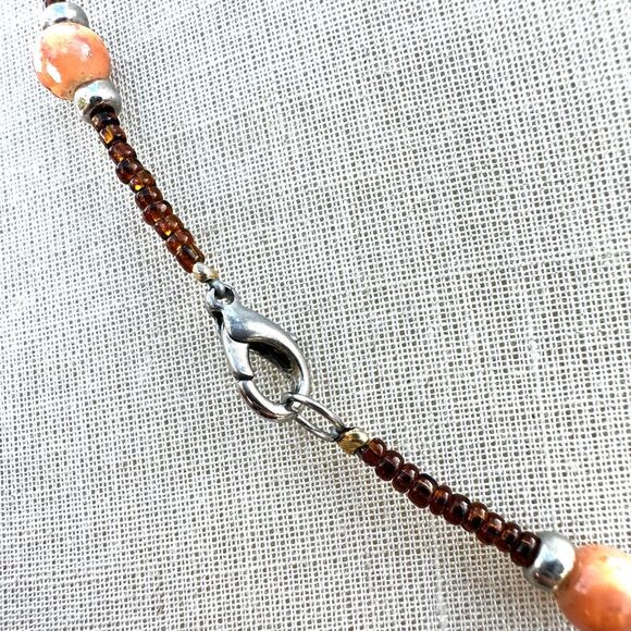 Carnelian Orange beaded pendant necklace - Picture 6 of 10